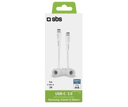 SBS-latauskaapeli, USB-C - USB-C, valkoinen - Kaabel