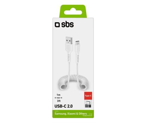 SBS-latauskaapeli, USB-A - USB-C, valkoinen - Kaabel