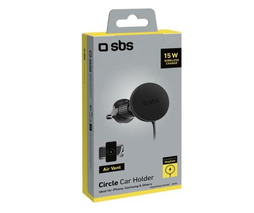 SBS 15W autoteline, Magsafe, tuulettimen kiinnitys, musta - Langaton autolaturi