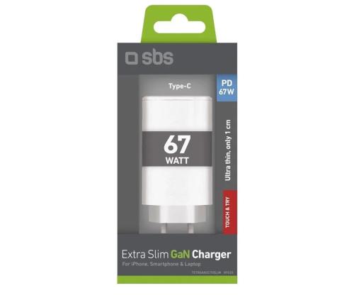 SBS seinälaturi, 2xUSB-C, 67 W, valkoinen - Laturi