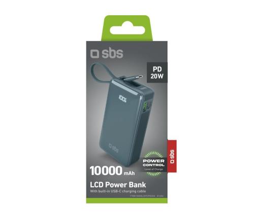 SBS LCD Power Bank, 10000 mAh, vaaleansininen - Akkupankki - Akkupankit
