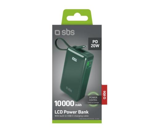 SBS LCD Power Bank, 10000 mAh, vihreä - Akkupankki