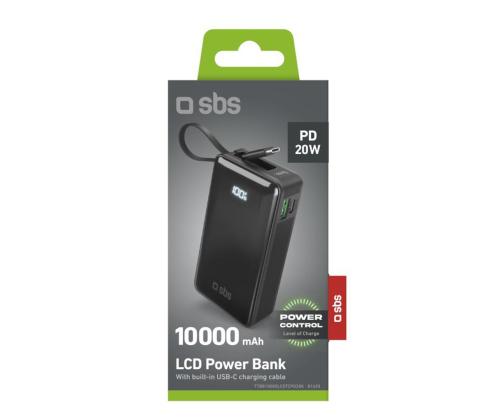 SBS LCD Power Bank, 10000 mAh, musta - Akkupankki - Akkupankit