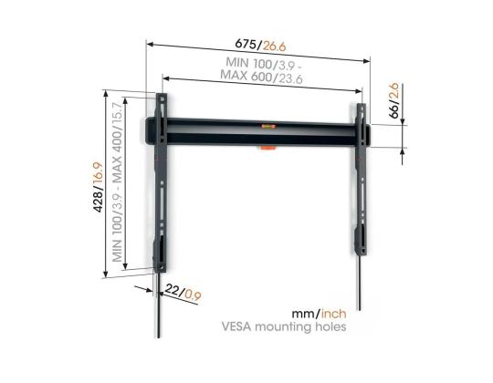 Vogels TVM 3603 kiinteä TV-seinäteline, 40"-100", musta - LCD-teline