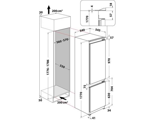 Whirlpool, StopFrost, 273 L, korkeus 177 cm - Integreeritav külmik