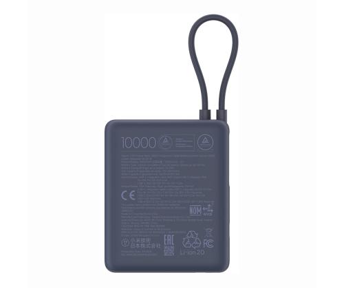 Xiaomi Power Bank, 33 W, 10000 mAh, sisäänrakennettu kaapeli, sininen - Akkupankki