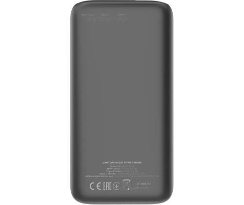 Canyon PB-301, 30 000 mAh, USB-A, USB-C, musta - Akkupankki