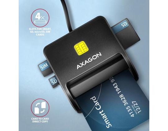 AXAGON CRE-SM3SD, USB-A, muistikortinlukija, musta - ID-kortinlukija