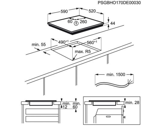 Electrolux 600 FlexiBridge, Hob2Hood, EcoTimer, leveys 59 cm, kehyksetön, musta - Integroitu induktioliesi
