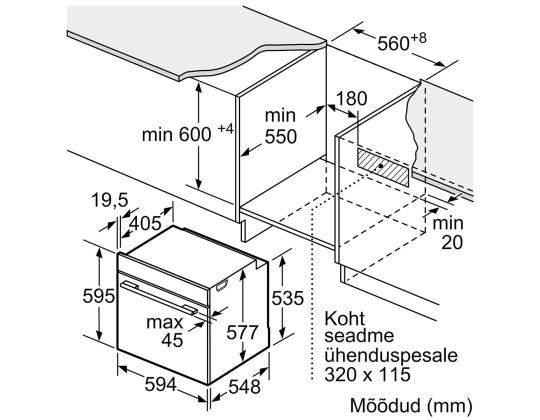 Bosch, Series 8, hydrolyyttinen puhdistus, 71 L, musta - Integroitu uuni