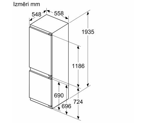 Bosch Series 4, No Frost, 290 L, korkeus 194 cm - Integroitu jääkaappi