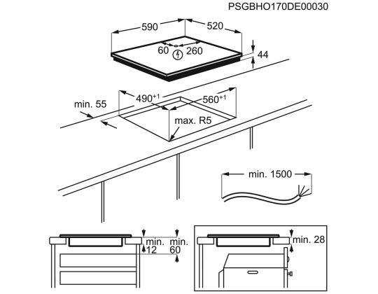 Electrolux 600 FlexiBridge, Hob2Hood, leveys 59 cm, kehyksetön, musta - Integroitu induktioliesi