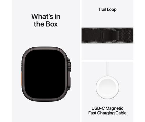 Apple Watch Ultra 3, 49 mm, Trail Loop, S/M, musta titaani / musta - Älykello - Smartwatch