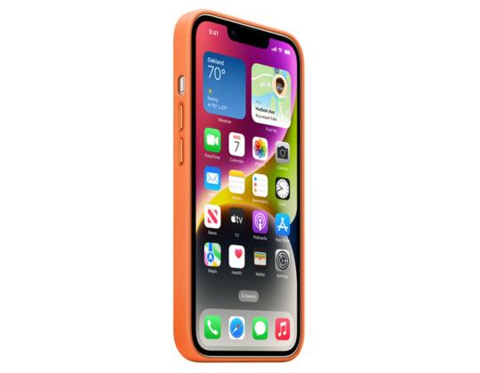 Apple iPhone 14 -nahkakotelo MagSafella, oranssi - Nahkümbris