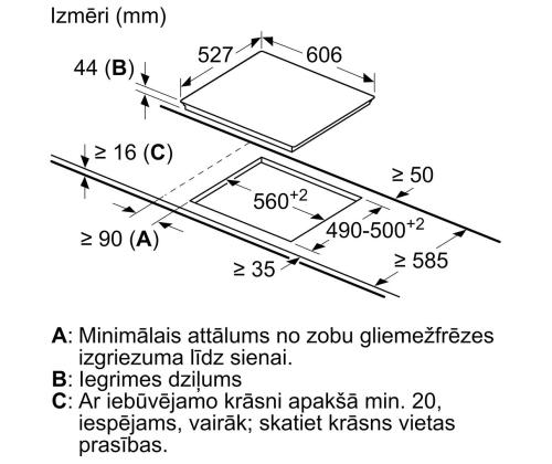 Bosch, leveys 60,6 cm, teräsrunko, musta - Integroitu keraaminen liesi