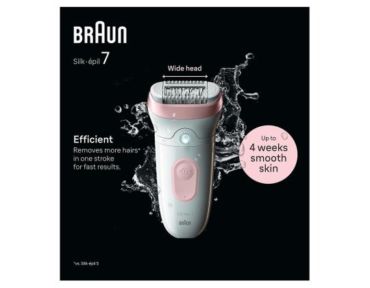 Braun Silk epil 7, märkä- ja kuivakäyttö, valkoinen/vaaleanpunainen - Epilaattori