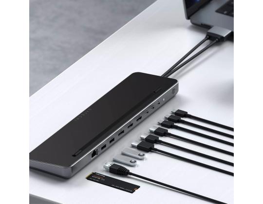 Satechi Dual Dock Stand, USB-C, 75 W, harmaa - Kannettavan tietokoneen telakointi