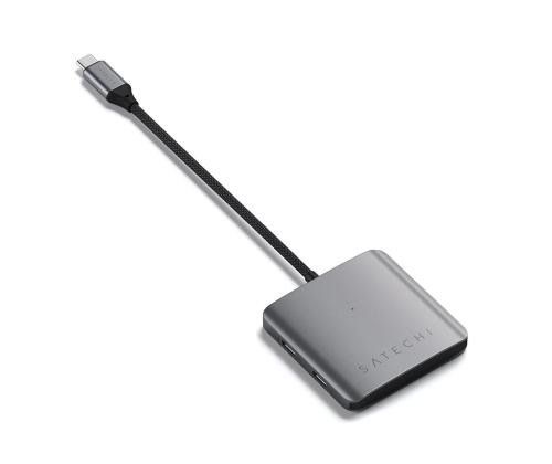 Satechi 4-porttinen USB-C-keskitin, Power Delivery, harmaa - USB-keskitin