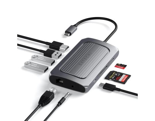 USB4-moniporttinen sovitin, harmaa - USB-jakaja
