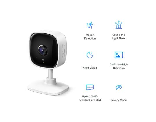 TP-Link Tapo C110, 3 Mpx, WiFi, yötila, valkoinen - Valvontakamera