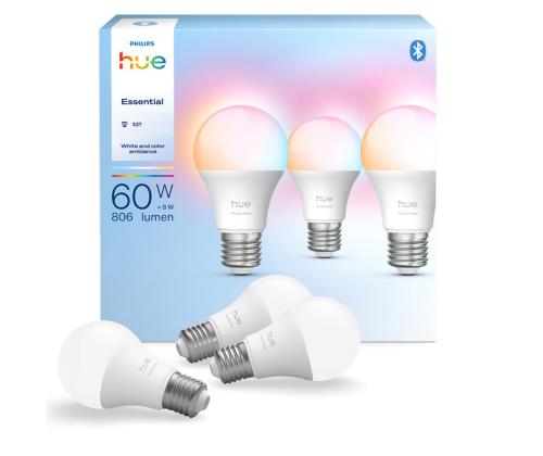 Philips Hue Essential A60, Full Color, E27, 3 kpl, valkoinen - Älykäs valaisinvalaisin