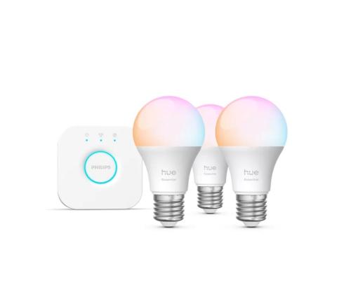 Philips Hue Essential Starter Kit, A60 + Hue Bridge, Full Color, E27, 3 kpl, valkoinen - SmartLights - SmartLights
