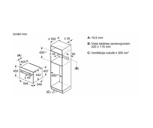 Bosch, Sarja 8, 45 L, musta - Integroitu kompakti uuni