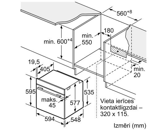 Bosch, Series 8, hydrolyyttinen puhdistus, 71 L, musta - Integroitu uuni