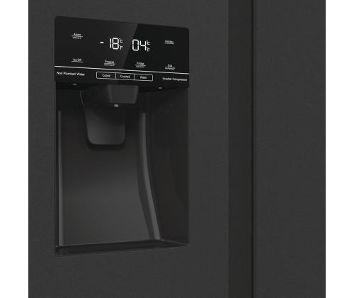 Hisense, NoFrost, 566 L, korkeus 179 cm, mustaa terästä - SBS-jääkaapit