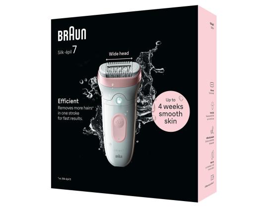 Braun Silk epil 7, märkä- ja kuivakäyttö, valkoinen/vaaleanpunainen - Epilaattori