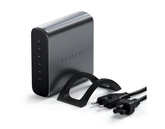 Satechi GaN, 200 W, 6x USB-C, tummanharmaa - Latausasema