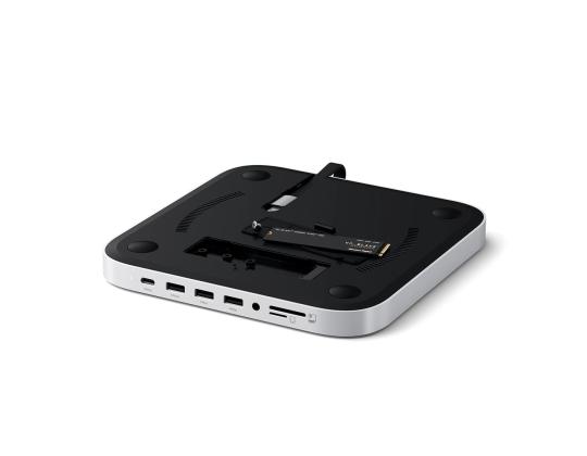 Satech Mac Mini Stand & Hub, SSD-paikka, hopea - Macin USB-keskitin