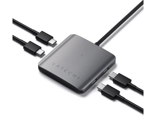 Satechi 4-porttinen USB-C-keskitin, Power Delivery, harmaa - USB-keskitin