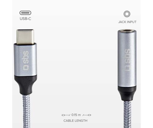 SBS, USB-C - 3,5 mm jakki, tummanharmaa - Sovitin