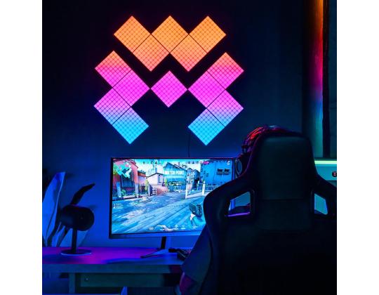 Twinkly Squares, 3 paneelia, IP20, laajennussarja, musta - Älykkäät valopaneelit