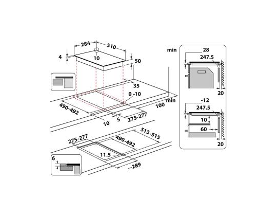 Whirlpool, laius 28,4 cm, raamita, must - Integrivat induktsioonpliidiplaat