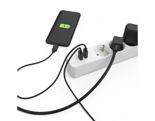 Hama Power Strip, 5-kantainen, 2x USB-A, 17 W, 1,4 m, valkoinen - Jatkojohto