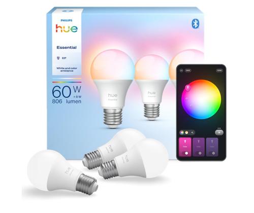 Philips Hue Essential A60, Full Color, E27, 3 kpl, valkoinen - Älykäs valaisinvalaisin