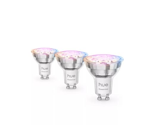 Philips Hue Essential Starter Kit, Spotlight + Hue Bridge, Full Color, GU10, 3 kpl, valkoinen - SmartLight-pakkaus