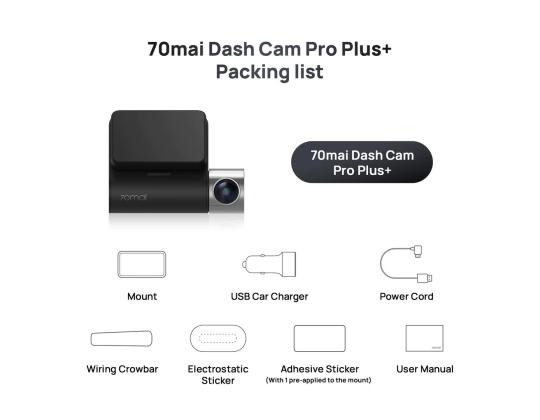 70mai Dash Cam Pro Plus+ -paketti takakamera, pakollinen - Videoregistraator