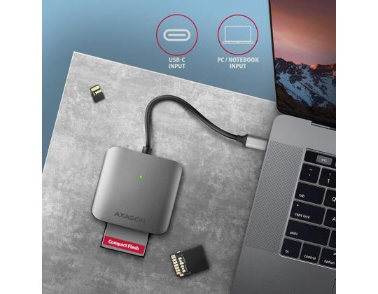 AXAGON CRE-S3C SuperSpeed USB-C UHS-II -lukija, tummanharmaa - Muistikortinlukija