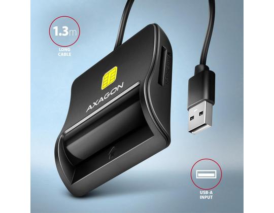 AXAGON CRE-SM3SD, USB-A, muistikortinlukija, musta - ID-kortinlukija