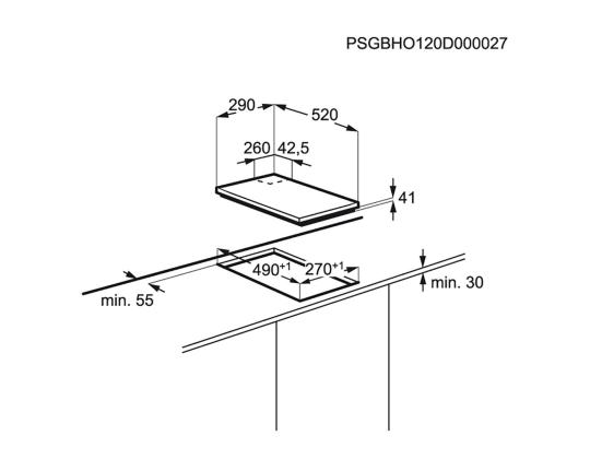 Electrolux, laius 29 cm, must - Integreeritav gaasipliidiplaat