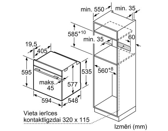 Bosch, Series 8, hydrolyyttinen puhdistus, 71 L, musta - Integroitu uuni