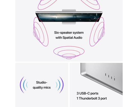 Apple Studio Display, 27", 5K, LED IPS, vakiolasi, vakiojalka, hopea - Näyttö