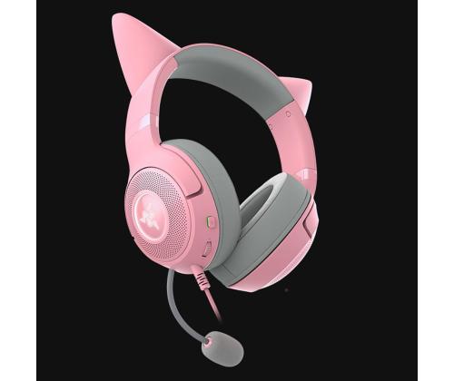 Razer Kraken Kitty V2, vaaleanpunainen - Langalliset kuulokkeet
