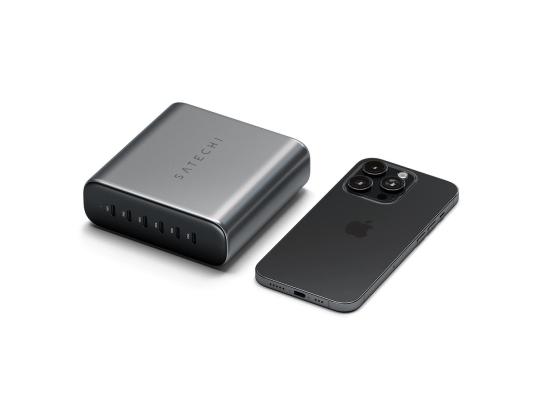 Satechi GaN, 200 W, 6x USB-C, tummanharmaa - Latausasema