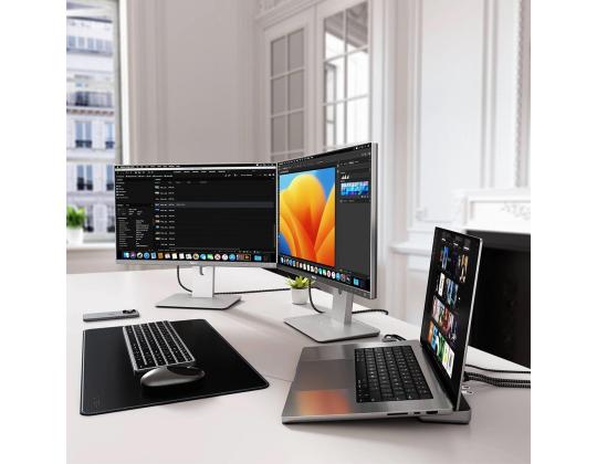 Satechi Dual Dock Stand, USB-C, 75 W, harmaa - Kannettavan tietokoneen telakointi