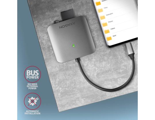 AXAGON CRE-S3C SuperSpeed USB-C UHS-II -lukija, tummanharmaa - Muistikortinlukija