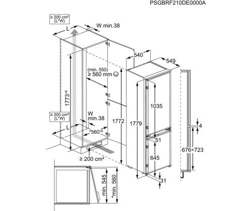 Electrolux 500, Low Frost, 271 L, 178 cm - Integroitu jääkaappi-pakastin